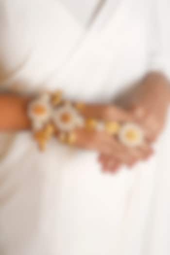 Gold Plated Shell & Pearl Haathphool by Vaidaan Jewellery at Pernia's Pop Up Shop