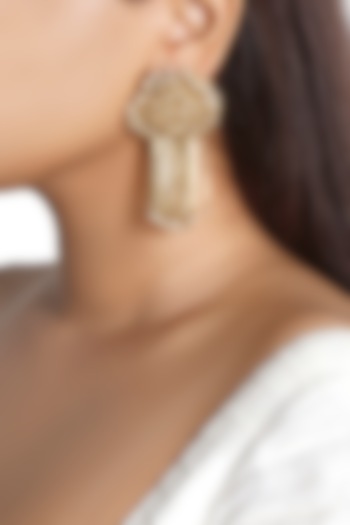 Gold Plated Pearl & Seashell Earrings by Vaidaan Jewellery