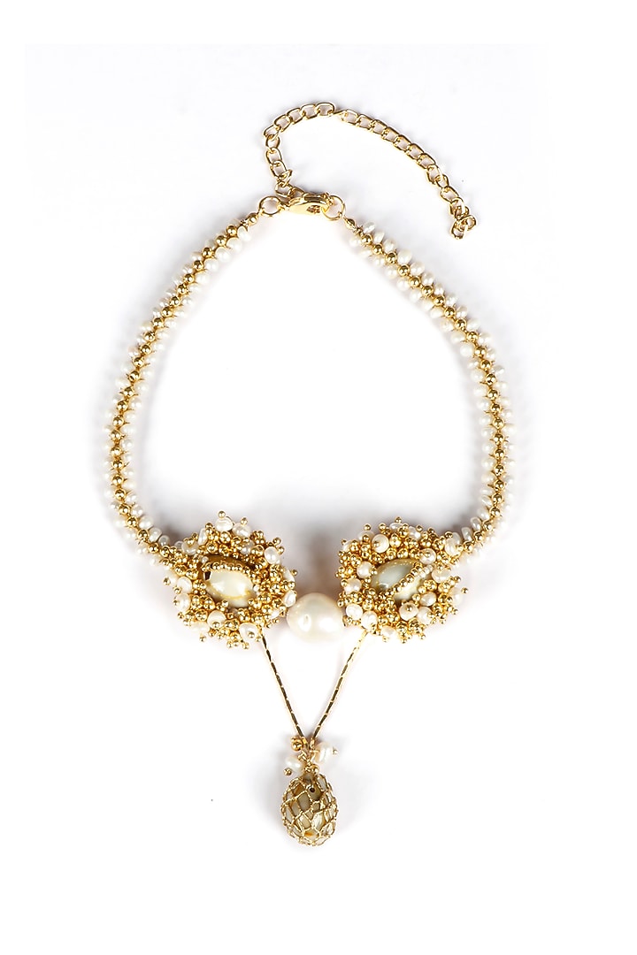 Gold Plated Pearl Choker Necklace by Vaidaan Jewellery at Pernia's Pop Up Shop