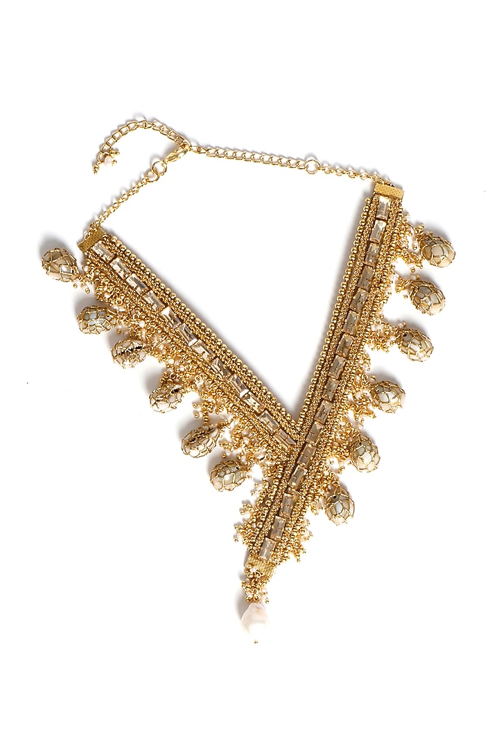 Gold Plated Pearl & Beads Choker Necklace by Vaidaan Jewellery at Pernia's Pop Up Shop