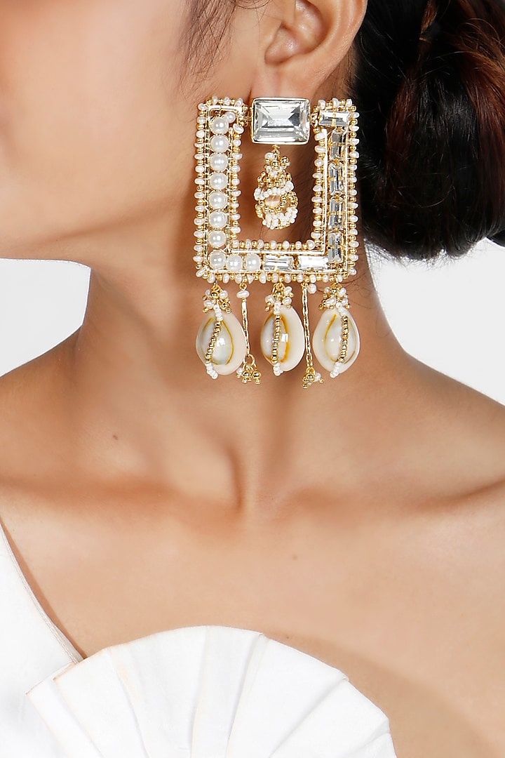 Gold Plated Swarovski Earrings by Vaidaan Jewellery
