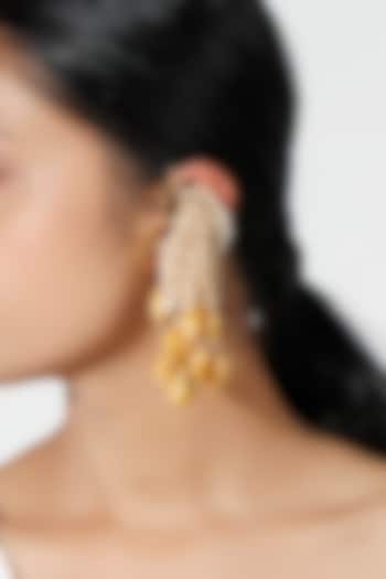 Gold Plated Pearl & Shell Earrings by Vaidaan Jewellery