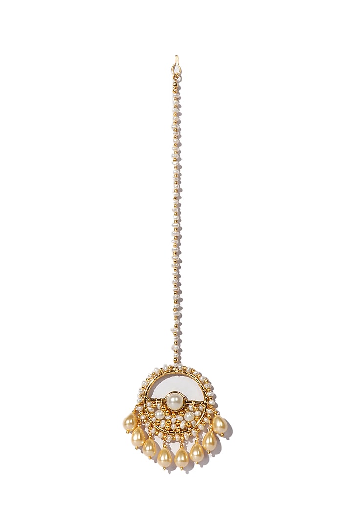 Gold Plated Pearls & Beads Maang Tikka by Vaidaan Jewellery