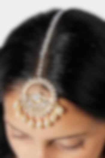Gold Plated Pearls & Beads Maang Tikka by Vaidaan Jewellery