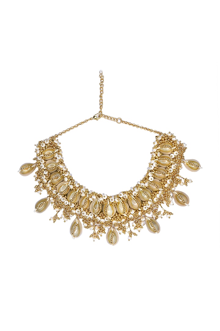 Gold Plated Pearls Choker Necklace by Vaidaan Jewellery at Pernia's Pop Up Shop