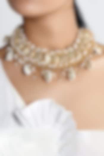 Gold Plated Pearls Choker Necklace by Vaidaan Jewellery