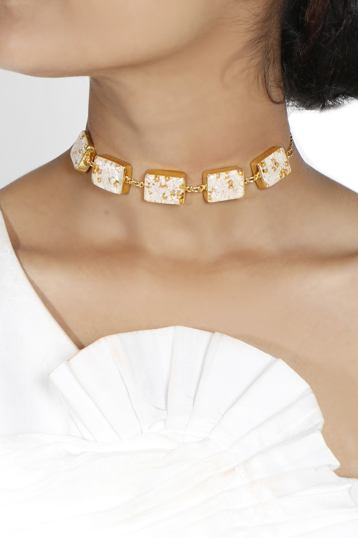 Gold Plated Enameled Choker Necklace by Vaidaan Jewellery at Pernia's Pop Up Shop