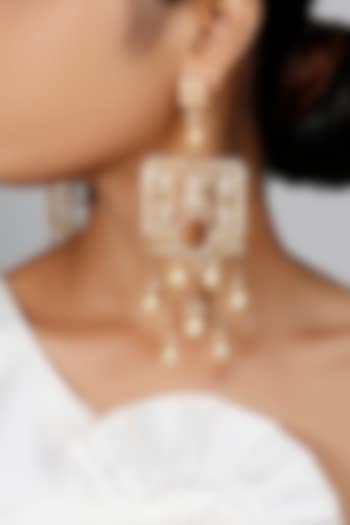 Gold Finish Beads & Pearls Earrings by Vaidaan Jewellery