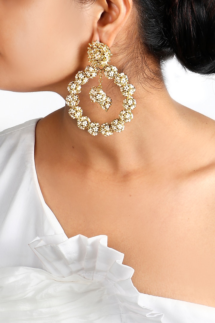 Gold Plated Beaded Ball Earrings by Vaidaan Jewellery