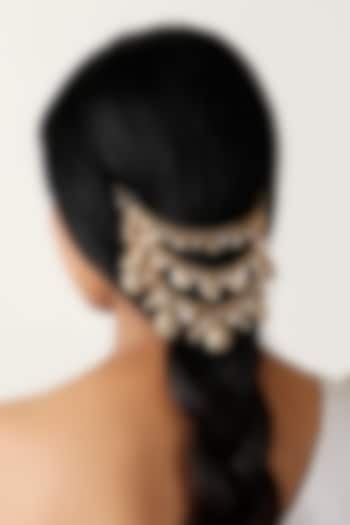 Gold Plated Shells & Pearls Hair Accessory by Vaidaan Jewellery
