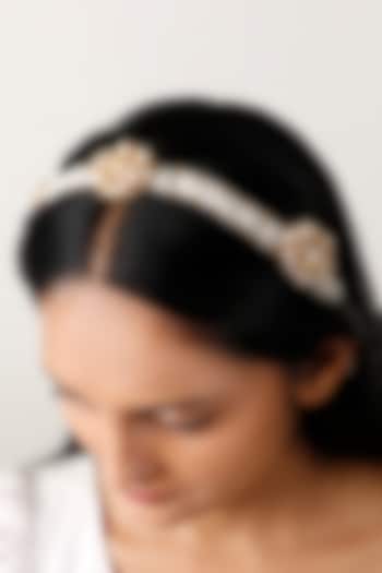 Gold Plated Pearls & Studs Hair Accessory by Vaidaan Jewellery at Pernia's Pop Up Shop