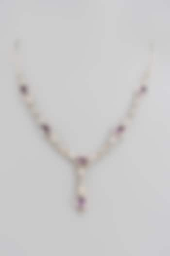 White Finish Semi-Precious Stone Necklace In Sterling Silver by V&A Jewellers at Pernia's Pop Up Shop