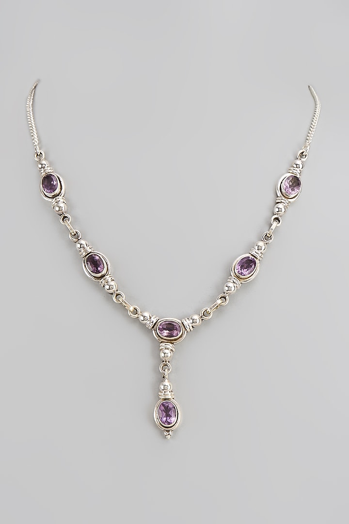 White Finish Semi-Precious Stone Necklace In Sterling Silver by V&A Jewellers at Pernia's Pop Up Shop