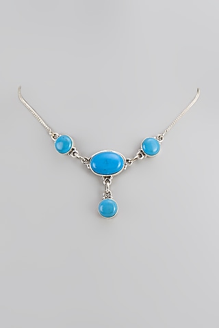 White Finish Semi-Precious Stone Necklace In Sterling Silver by V&A Jewellers
