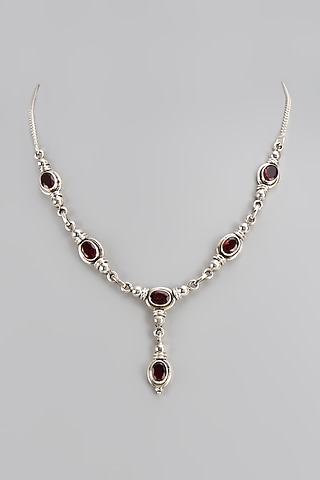 White Finish Semi-Precious Stone Necklace In Sterling Silver by V&A Jewellers