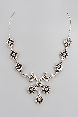 White Finish Semi-Precious Stone Necklace In Sterling Silver by V&A Jewellers