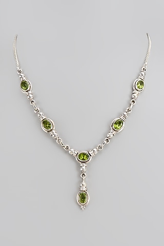 White Finish Semi-Precious Stone Necklace In Sterling Silver by V&A Jewellers