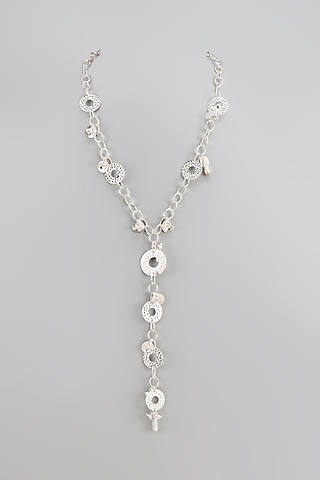 White Finish Semi-Precious Stone Necklace In Sterling Silver by V&A Jewellers