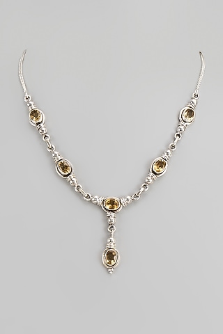 White Finish Semi-Precious Stone Necklace In Sterling Silver by V&A Jewellers