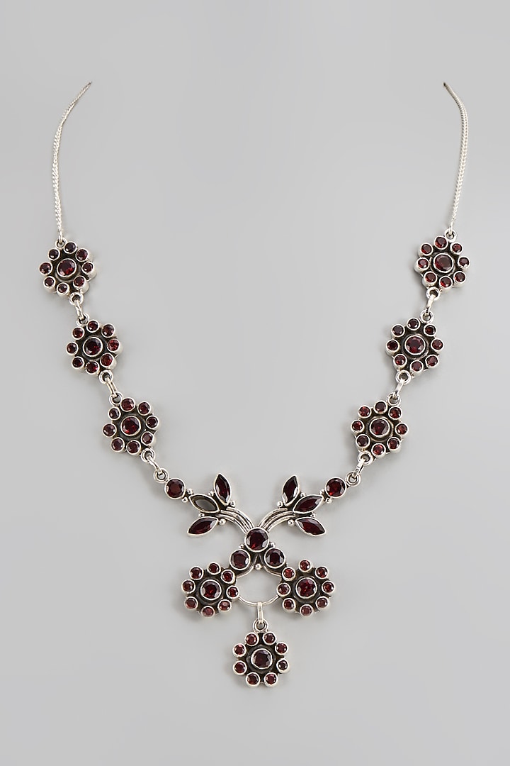 White Finish Semi-Precious Stone Necklace In Sterling Silver by V&A Jewellers
