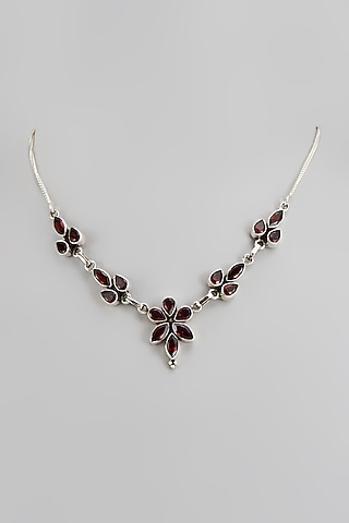 White Finish Semi-Precious Stone Necklace In Sterling Silver by V&A Jewellers