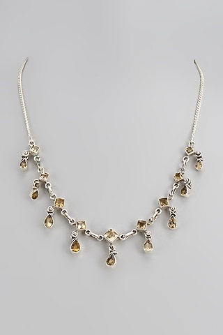White Finish Semi-Precious Stone Necklace In Sterling Silver by V&A Jewellers