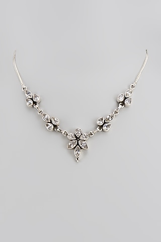 White Finish Semi-Precious Stone Necklace In Sterling Silver by V&A Jewellers