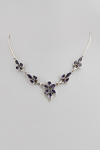 White Finish Semi-Precious Stone Necklace In Sterling Silver by V&A Jewellers