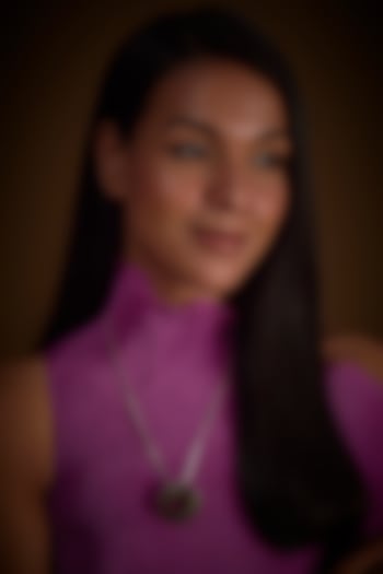 White Finish Red Gemstone Pendant Chain Necklace In Sterling Silver by V&A Jewellers at Pernia's Pop Up Shop