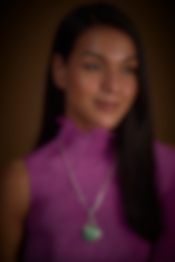 White Finish Turquoise Gemstone Pendant Chain Necklace In Sterling Silver by V&A Jewellers at Pernia's Pop Up Shop