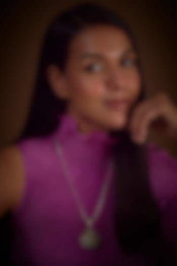 White Finish Mother Of Pearl & Amethyst Stone Pendant Chain Necklace In Sterling Silver by V&A Jewellers at Pernia's Pop Up Shop