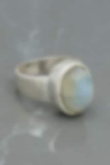 White Finish Moonstone Oval Ring In Sterling Silver by V&A Jewellers at Pernia's Pop Up Shop