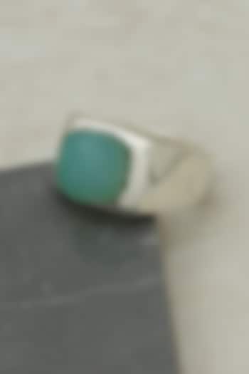 White Finish Chalcedony Ring In Sterling Silver by V&A
