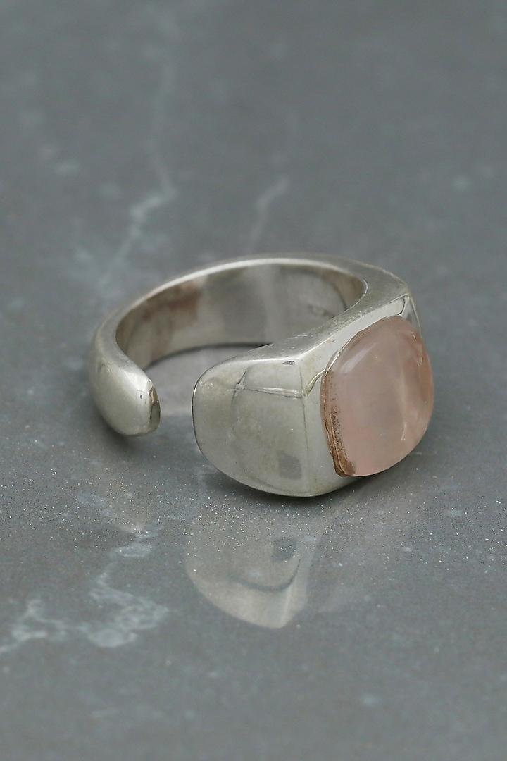 White Finish Rose Onyx Ring In Sterling Silver by V&A Jewellers at Pernia's Pop Up Shop