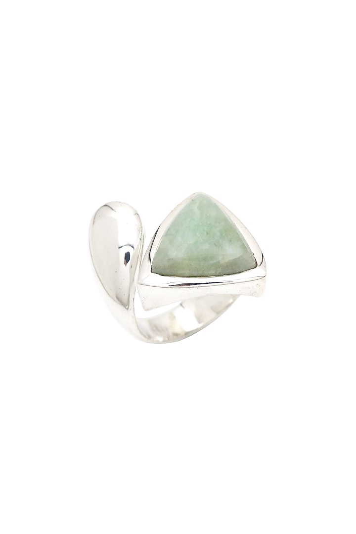 White Finish Aquamarine Ring In Sterling Silver by V&A Jewellers at Pernia's Pop Up Shop
