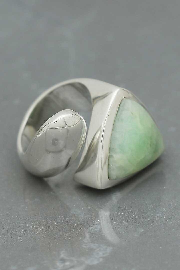 White Finish Aquamarine Ring In Sterling Silver by V&A Jewellers at Pernia's Pop Up Shop