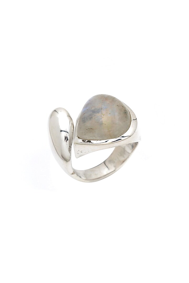White Finish Moonstone Ring In Sterling Silver by V&A Jewellers at Pernia's Pop Up Shop