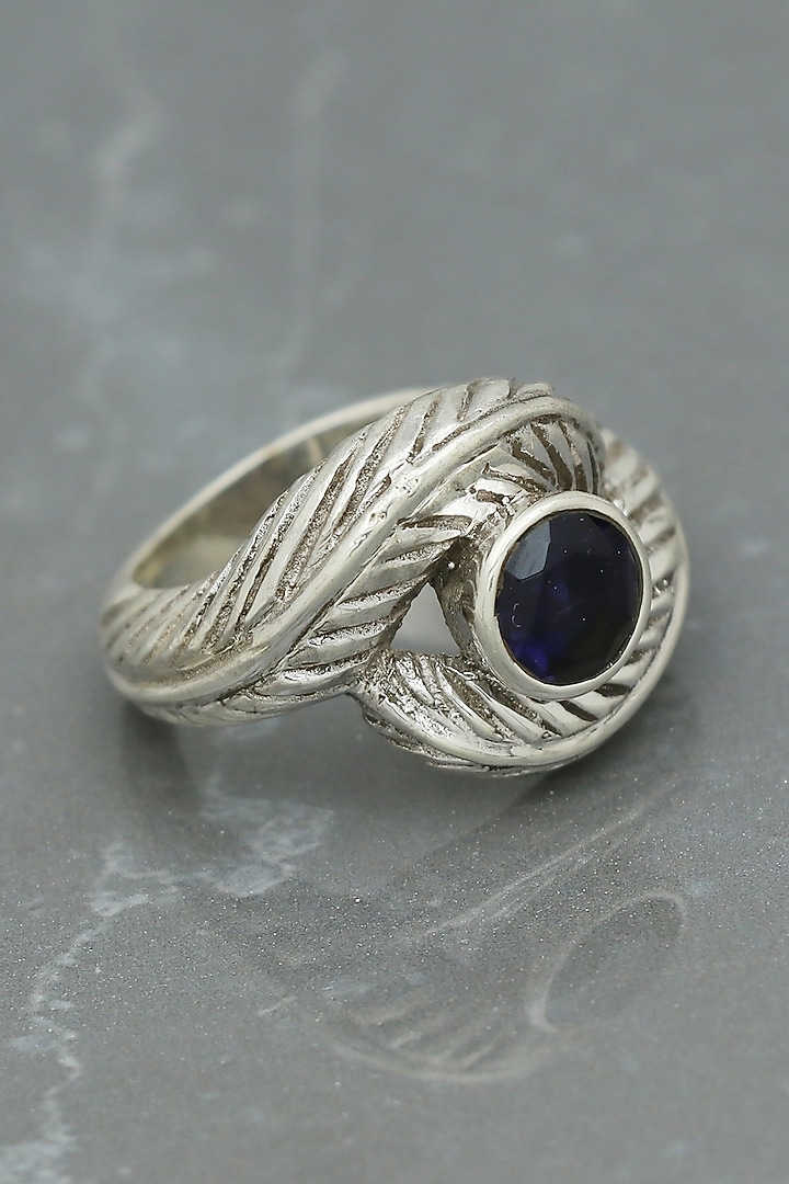 White Finish Iolite Evil-Eye Ring In Sterling Silver by V&A Jewellers at Pernia's Pop Up Shop