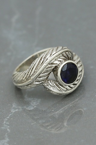 White Finish Iolite Evil-Eye Ring In Sterling Silver by V&A Jewellers