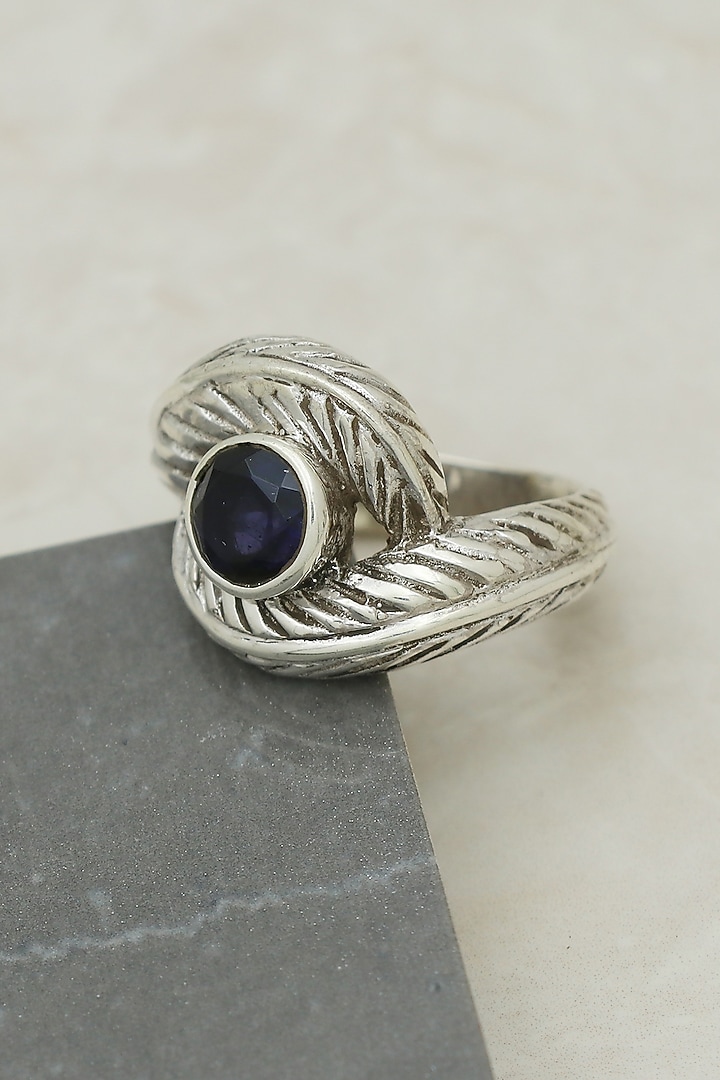 White Finish Iolite Evil-Eye Ring In Sterling Silver by V&A Jewellers at Pernia's Pop Up Shop