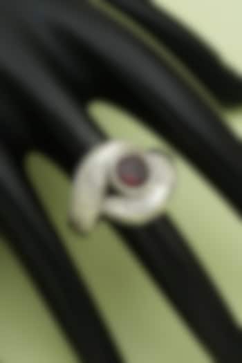White Finish Garnet Evil-Eye Ring In Sterling Silver by V&A Jewellers at Pernia's Pop Up Shop