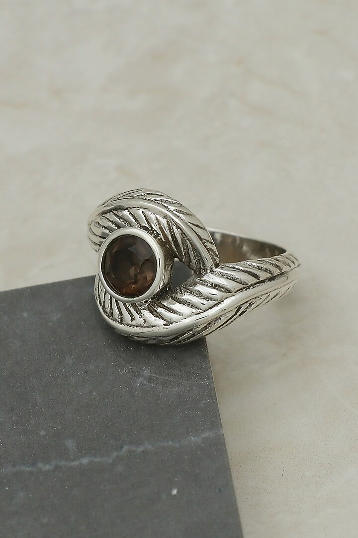 White Finish Quartz Evil-Eye Ring In Sterling Silver by V&A Jewellers at Pernia's Pop Up Shop