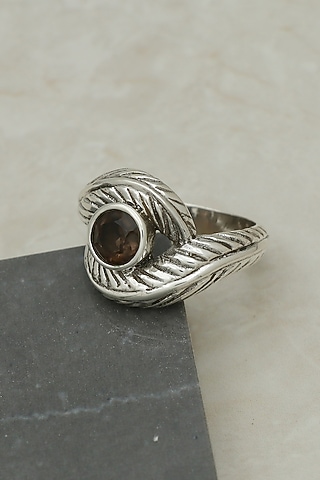 White Finish Quartz Evil-Eye Ring In Sterling Silver by V&A Jewellers