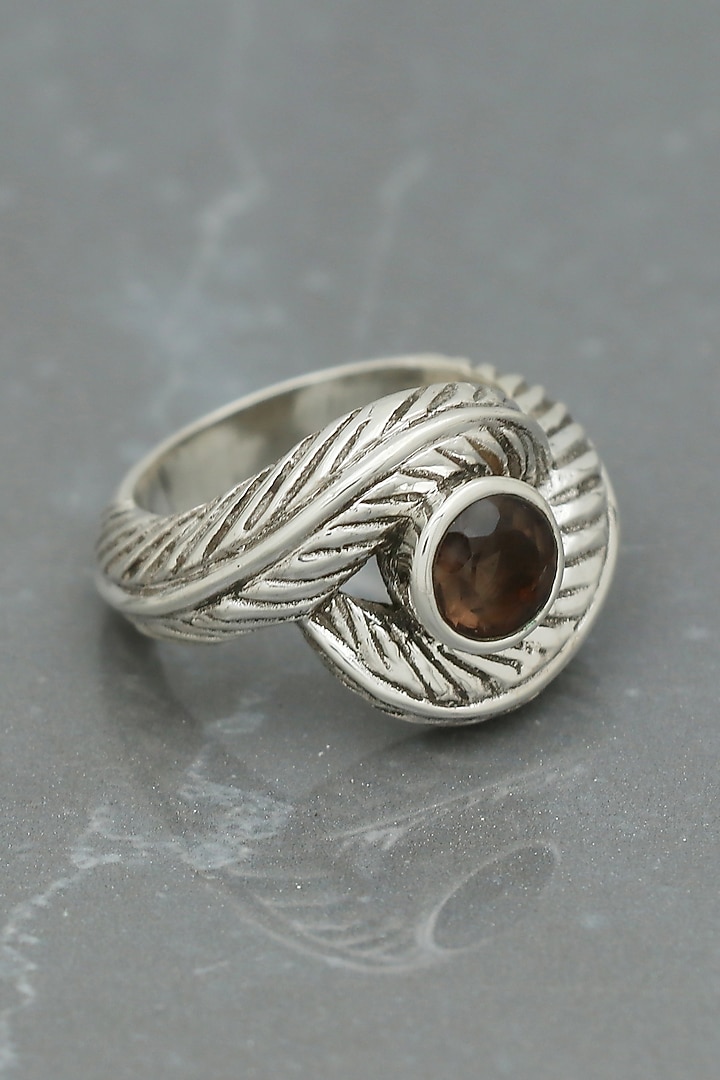 White Finish Quartz Evil-Eye Ring In Sterling Silver by V&A Jewellers at Pernia's Pop Up Shop