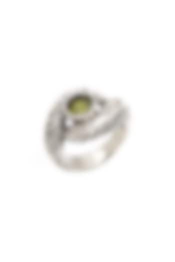 White Finish Peridot Evil-Eye Ring In Sterling Silver by V&A Jewellers at Pernia's Pop Up Shop