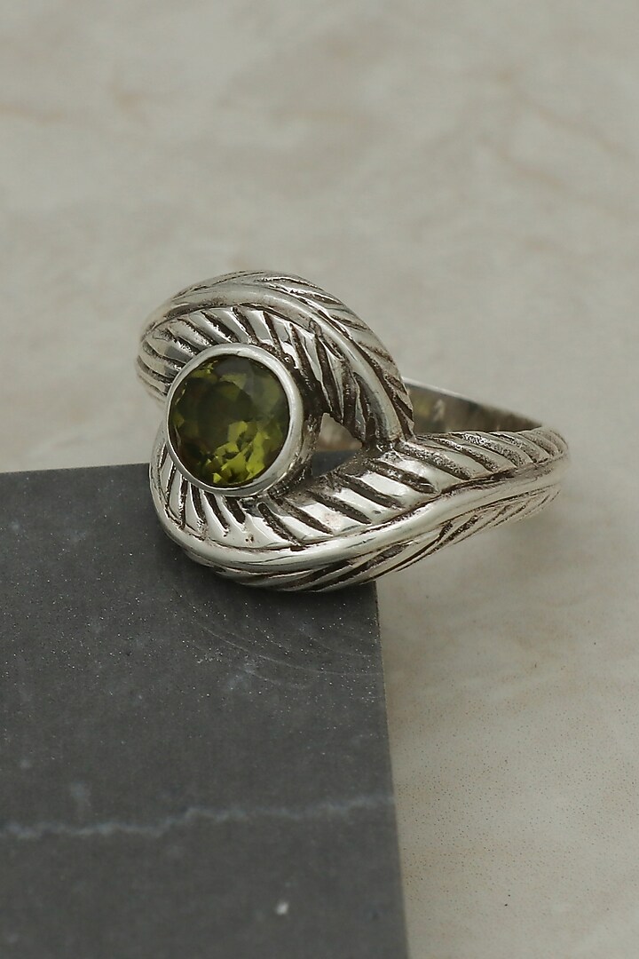 White Finish Peridot Evil-Eye Ring In Sterling Silver by V&A Jewellers at Pernia's Pop Up Shop