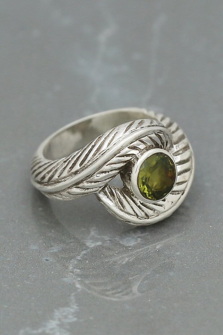 White Finish Peridot Evil-Eye Ring In Sterling Silver by V&A Jewellers at Pernia's Pop Up Shop