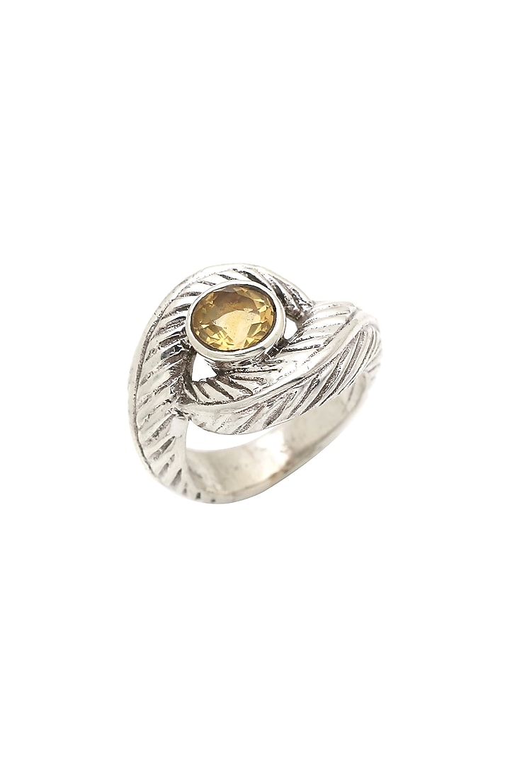 White Finish Citrine Evil-Eye Ring In Sterling Silver by V&A Jewellers at Pernia's Pop Up Shop