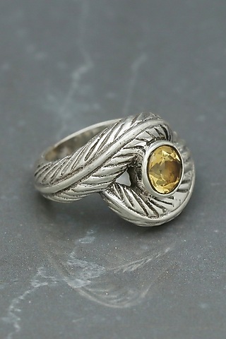 White Finish Citrine Evil-Eye Ring In Sterling Silver by V&A Jewellers