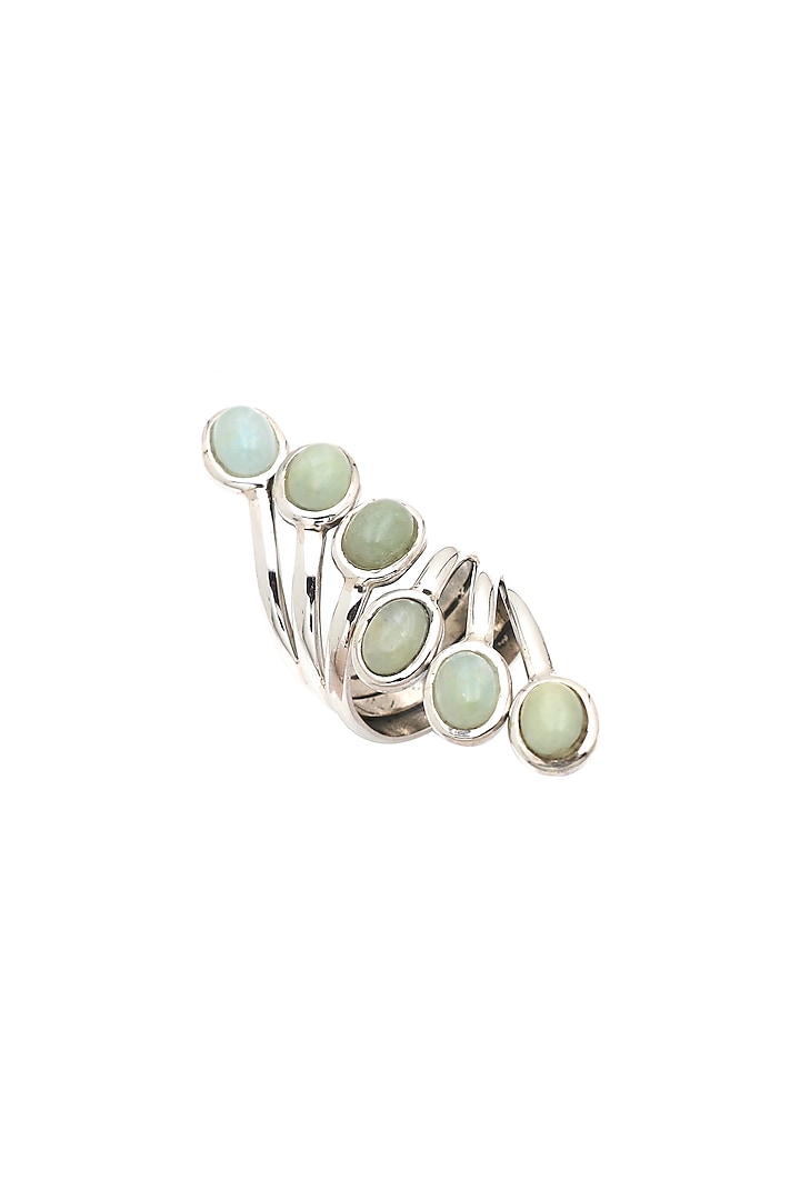 White Finish Aquamarine Ring In Sterling Silver by V&A Jewellers at Pernia's Pop Up Shop